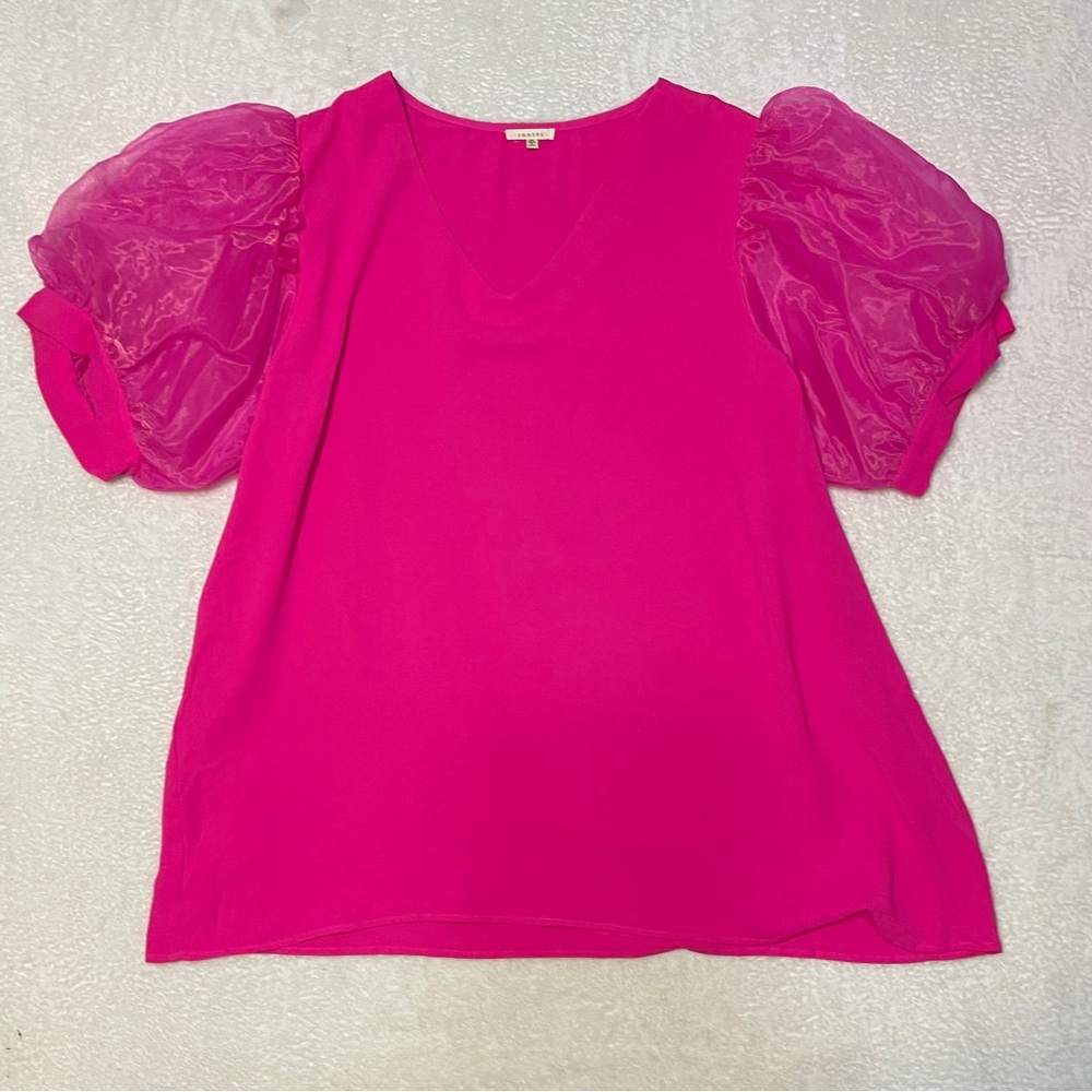 JODIFL Pink Blouse with Puff Sleeves